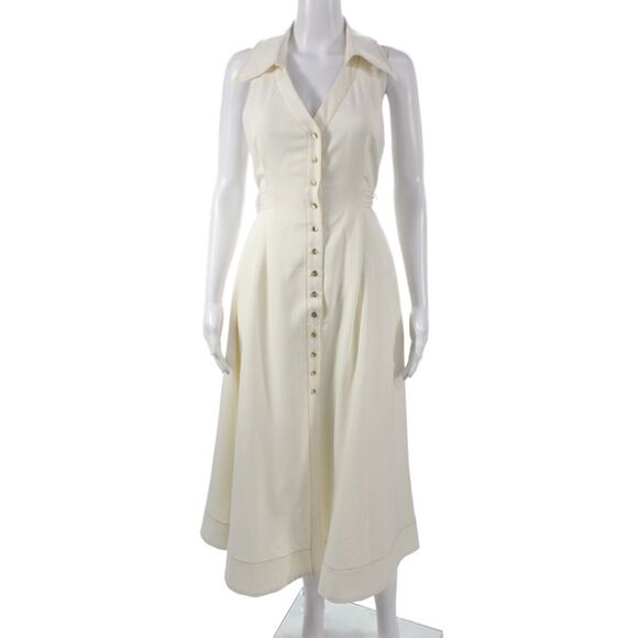 Cult Gaia Dresses & Skirts - Cult Gaia Womens Shirt Dress Ivory Collared Sleeveless Button Midi Size M